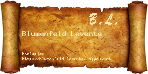 Blumenfeld Levente névjegykártya